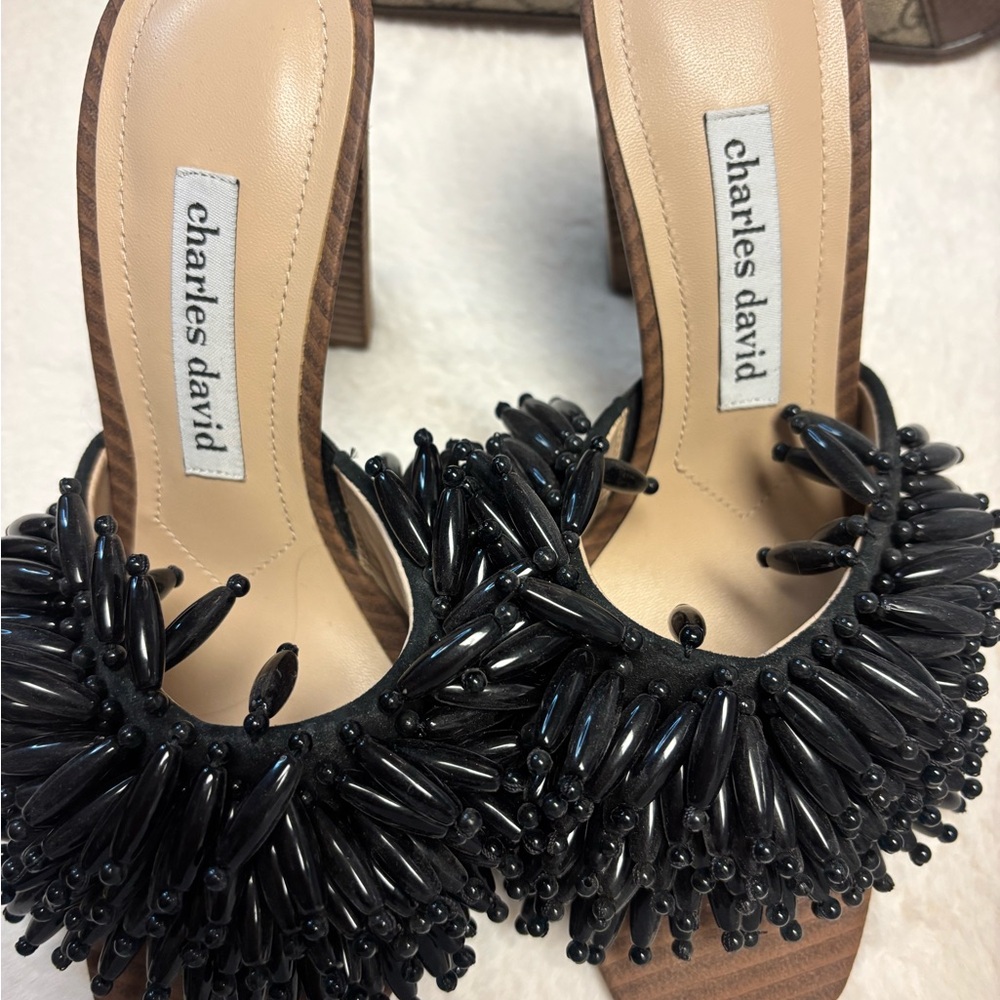 Charles David Black Beaded Women's Heels